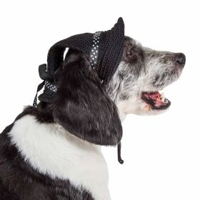 Pet Life 'Sea Spot Sun' Uv Protectant Adjustable Fashion Mesh Brimmed Dog Hat Cap (Color: black, size: large)
