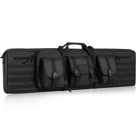 VEVOR Tactical Range Bag, 42 inch Tactical Double Firearm Bag, Soft Outdoor Tactical Case with Lockable Zipper, Portable Handle & Shoulder Strap (Color: black, size: 42 inch)